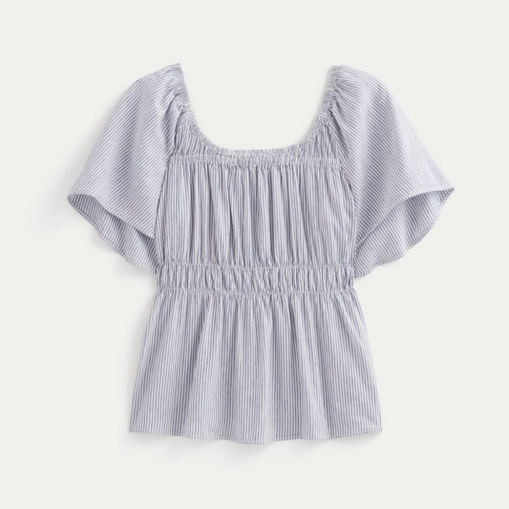 Everlane Flutter-Sleeve Top in Stretch Linen